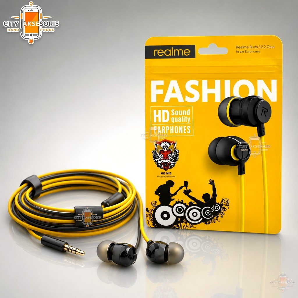 Earphone Realme Packing Plastik BUDS2 RMA-103 Stereo JACK 3.5MM Suara Stereo HEADSET RMA-103 R-111