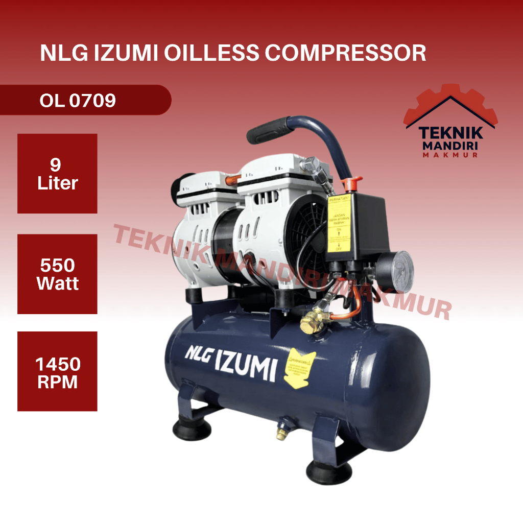 NLG Izumi Ol 0709 Kompresor Angin Listrik Oil Less Compressor