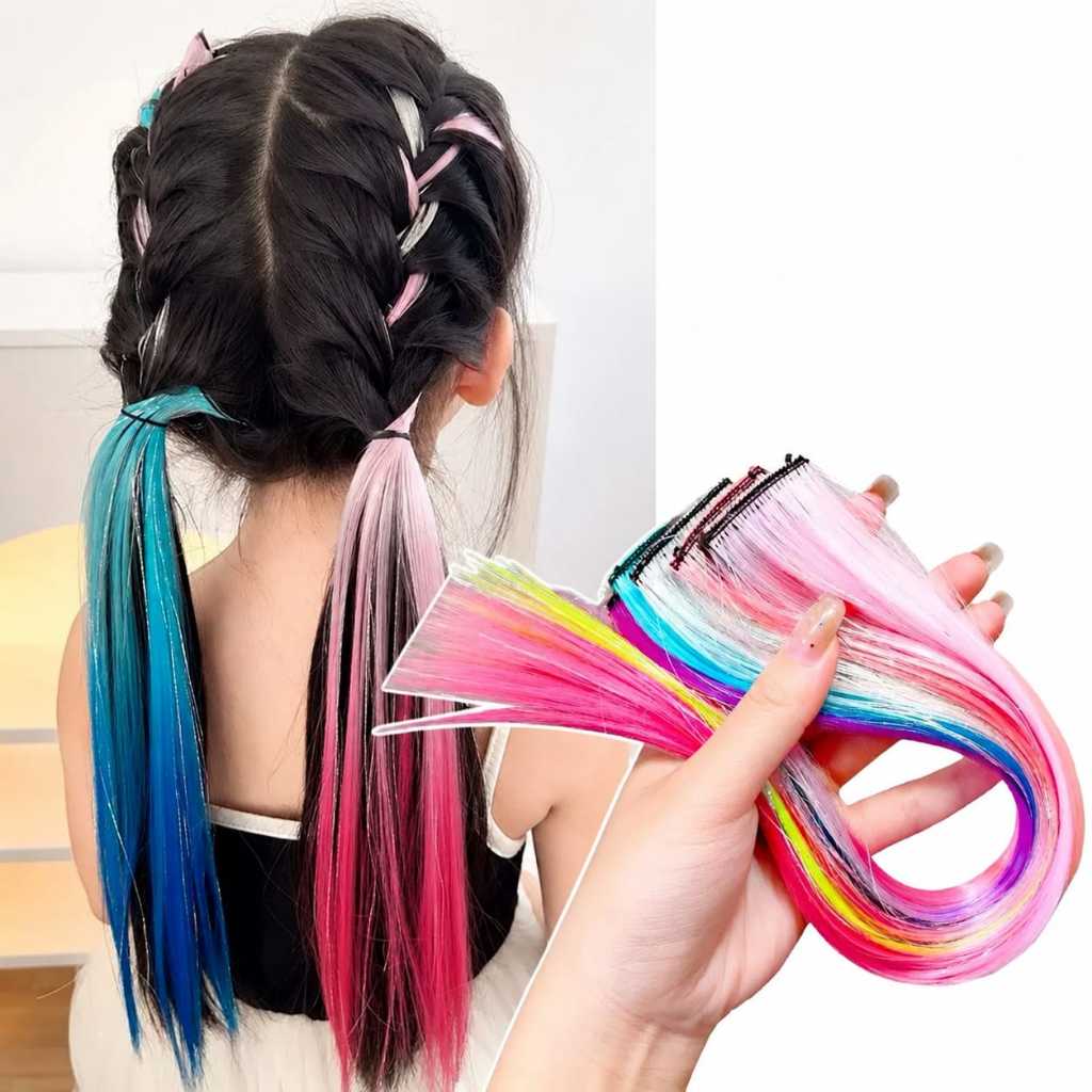 Jepit / Ikat Rambut Model Wig Gaya Untuk Anak perempuan /Jepitan Rambut Palsu Anak2 Warna warni