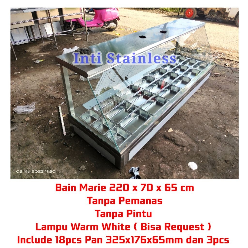 Etalase Pemanas Makanan Stainless Panjang 220cm