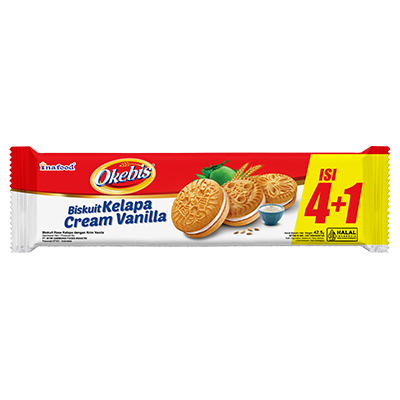 Grosir Kartonan OKEBIS Kelapa Cream & Cookies Cream Isi 72 Pcs - PT Ina Food (Vanilla / Choco / Choc