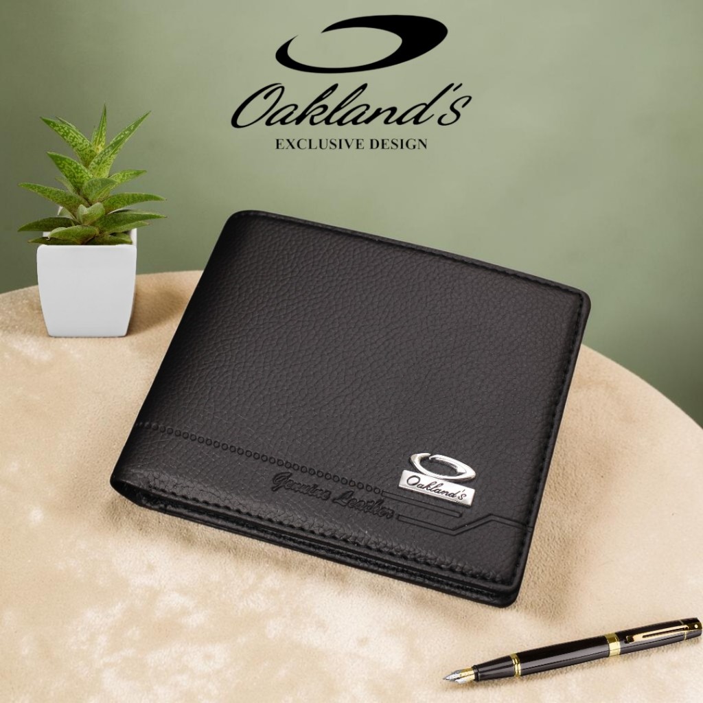 OAKLAND'S Dompet Pria Lipat Dua Bahan Kulit Sintetis PVC Premium Resleting Dalam Free Box ML 01GL