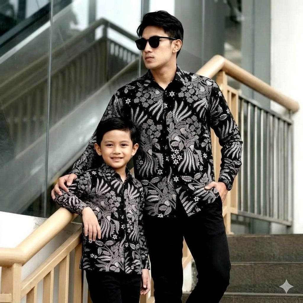 KEMEJA BATIK ANAK BAPAK LENGAN PANJANG Batik Couple Ayah Dan Anak Laki Laki Modern