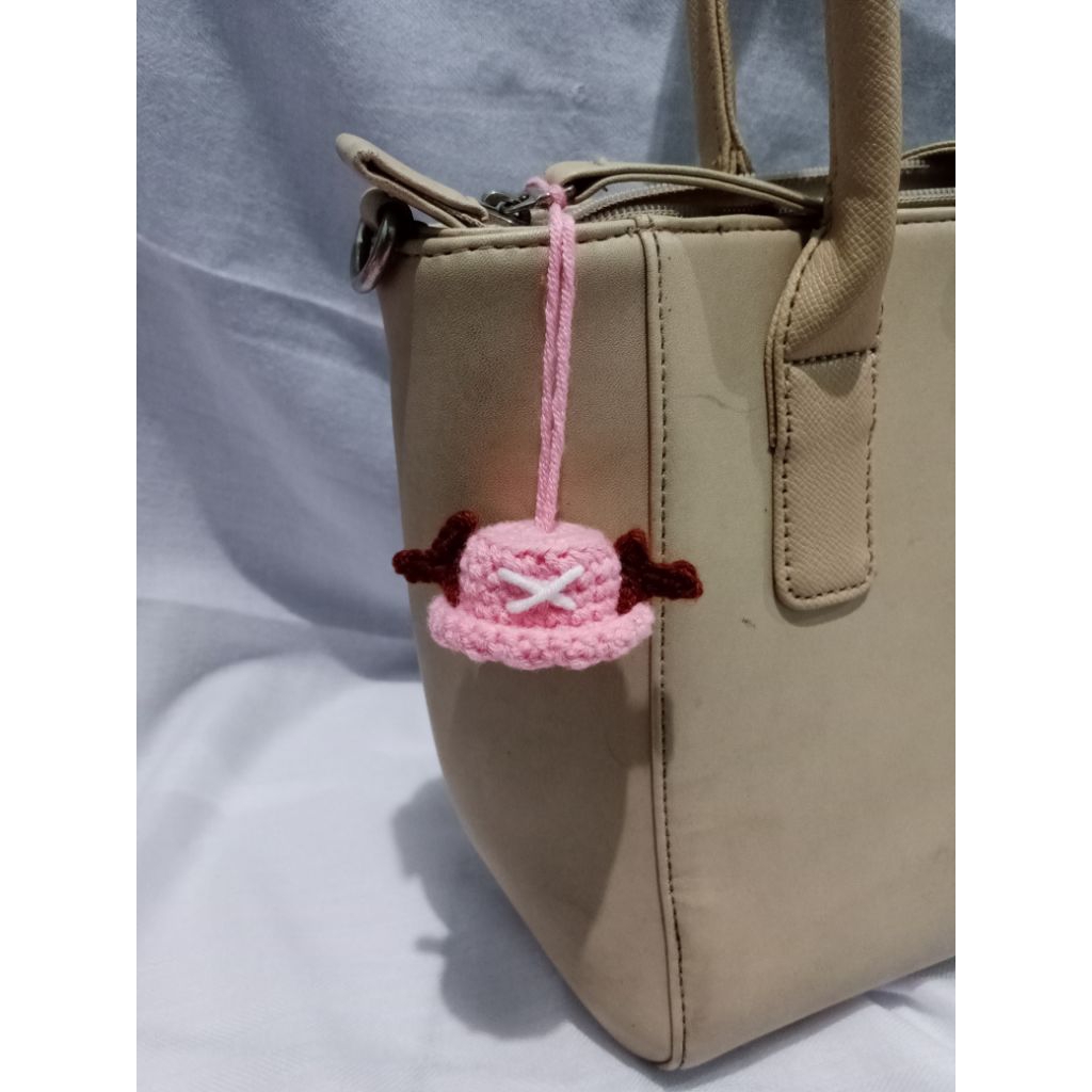 Gantungan Kunci Tas Bentuk Topi Chopper One Piece | Amirugumi Keychain Bagcharm Crochet Chopper One 