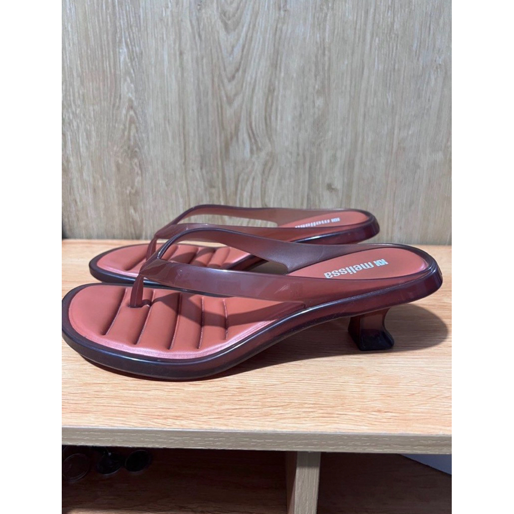 ORI Melissa Kitten Heels Thong - Brown 38 Preloved Like New PL