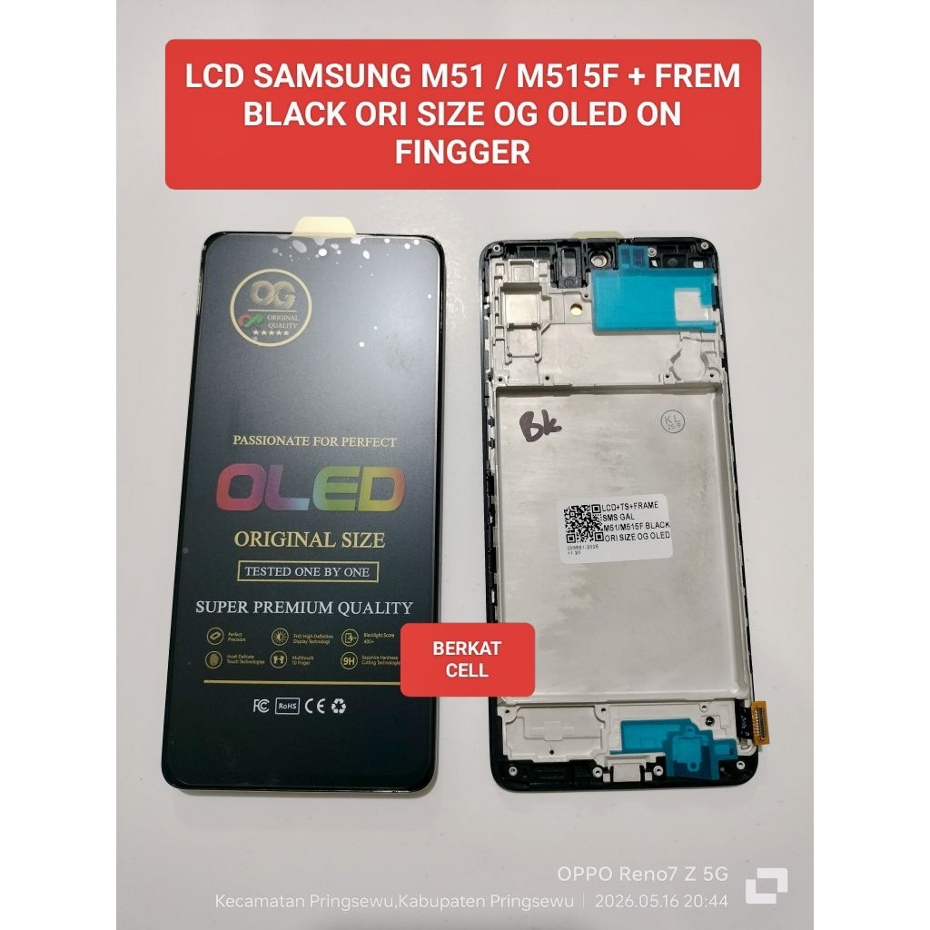 LCD SAMSUNG M51 (M515F) + FREM ORI SIZE OG OLED ON FINGGER