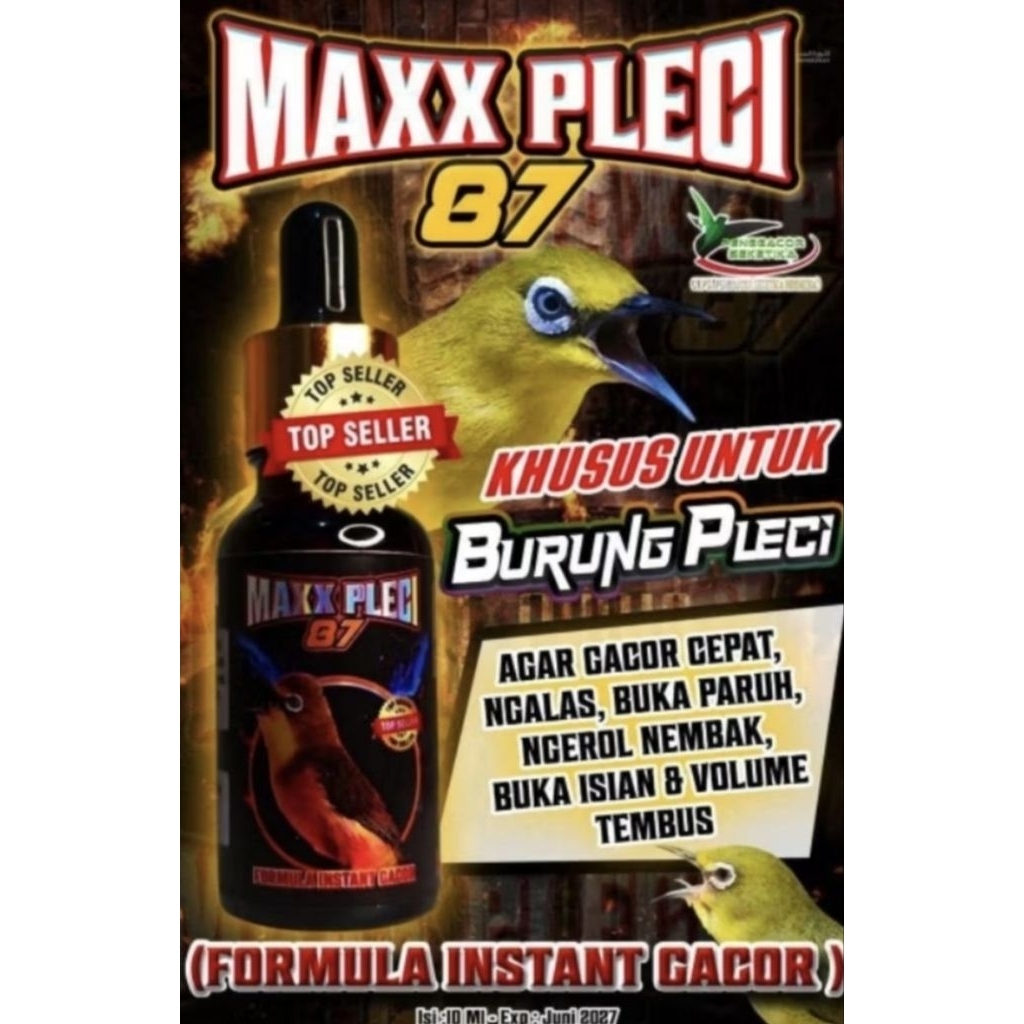 MAXX PLECI 87 VITAMIN PENGGACOR PLECI NGALAS BUKA PARUH METABOLIS BURUNG VITAMIN BURUNG DOPING