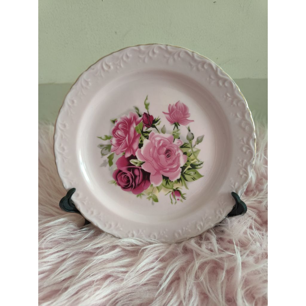 Piring Bulat Shabby Chic Bunga Ungu