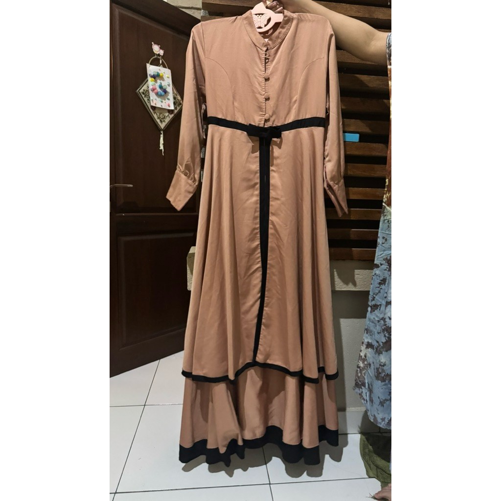 (preloved) Dress 2 layer trz.her warna mocca