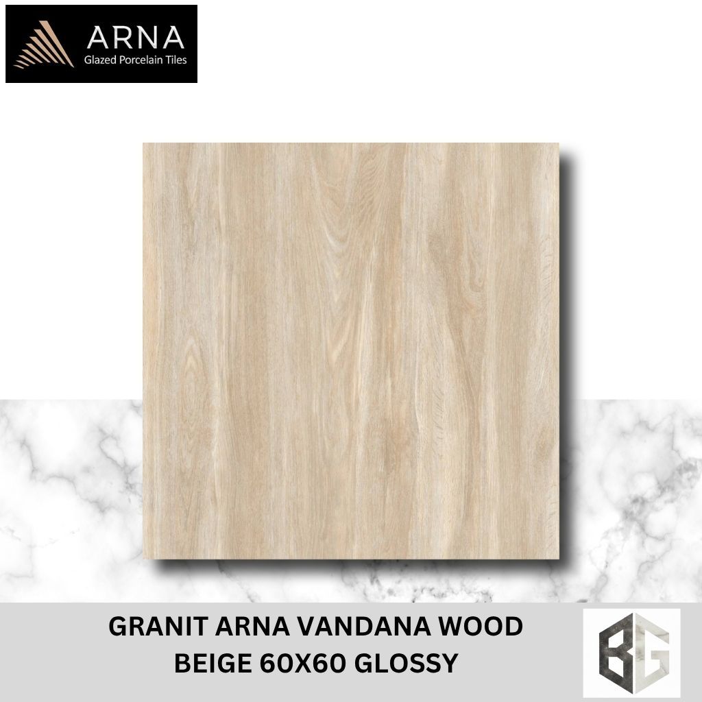 Granit Lantai Arna Vandana Wood 60x60 Glossy Beige Brown Dark Brown Motif Kayu