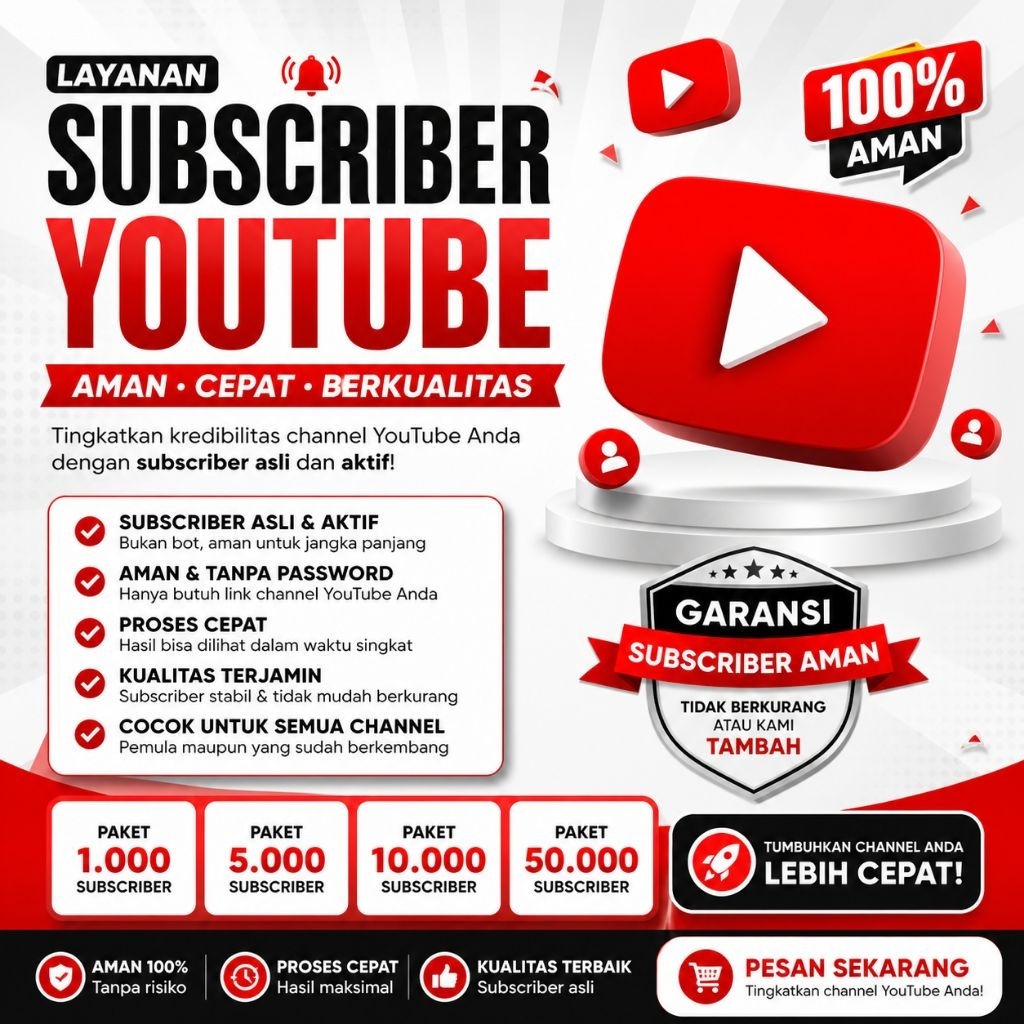 100 Subscriber YouTube Murah | Real Aktif + Bergaransi Reffil | Proses Cepat Dan Aman