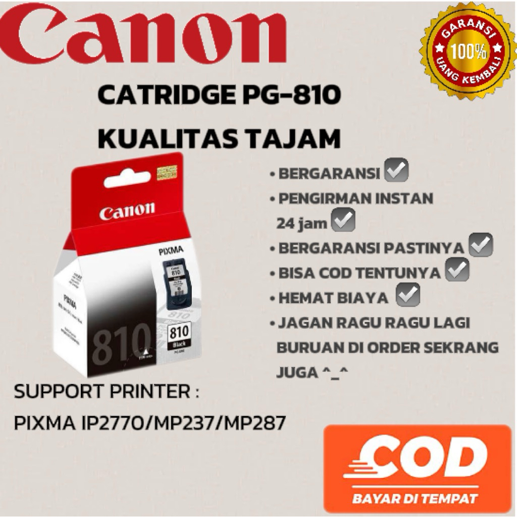 Canon INK Tinta PG810 PG-810 HITAM ip2770,,/,mp287