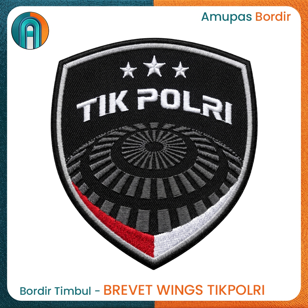 Petch Bordir Logo TIK Polri Timbul dan Non Timbul