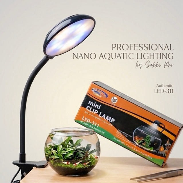 Mini Clip Lamp Sakkai Pro LED-311 / Lampu LED Aquarium Kecil / Lampu Jepit Aquarium Aquascape