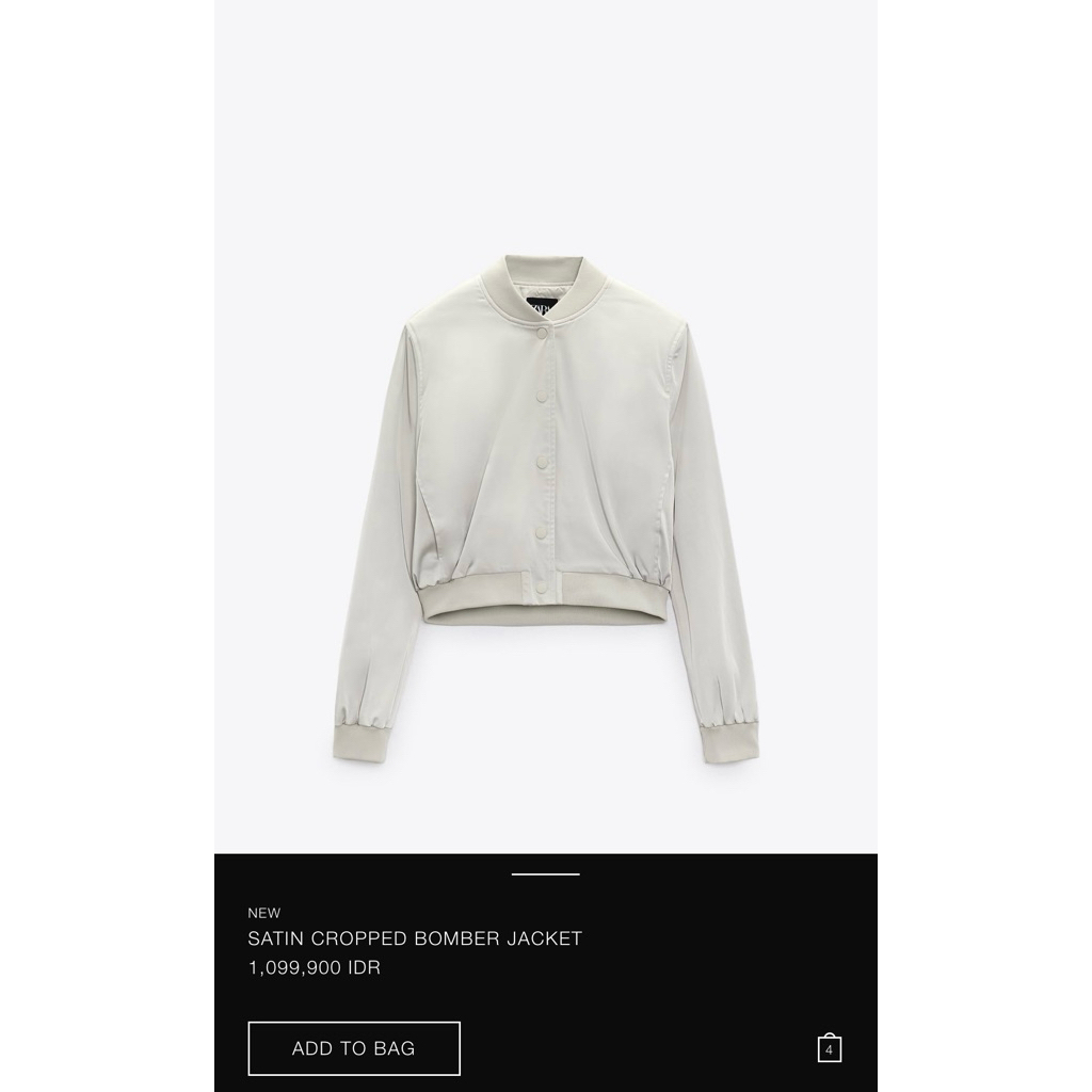 ZARA - Satin Cropped Bomber Jacket