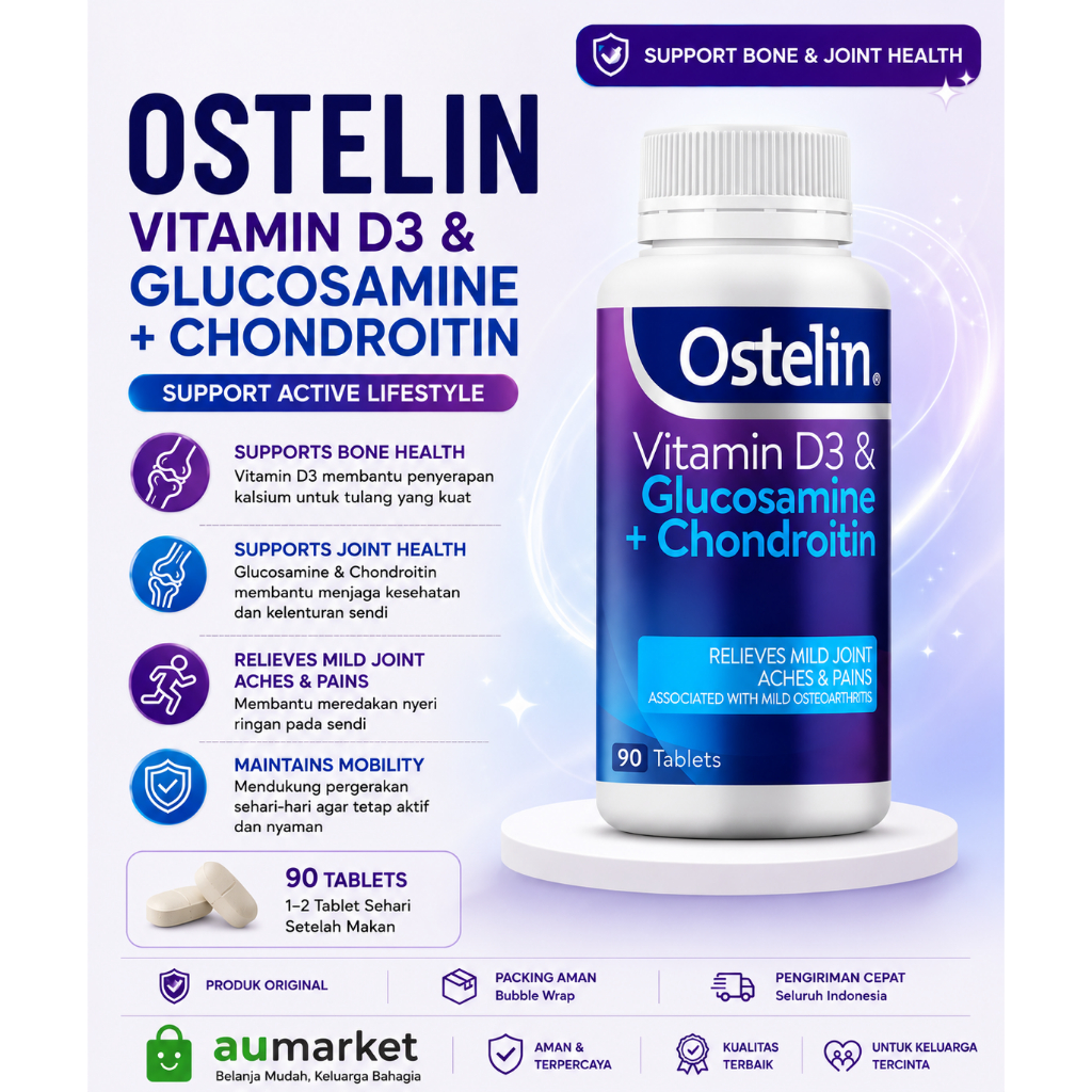 Ostelin Vitamin D3 Glucosamine & Chondroitin 90 Tablets HALAL