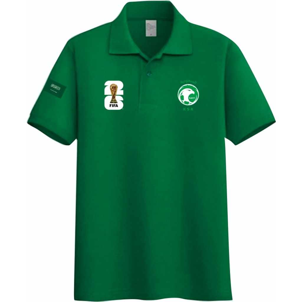 Baju t shirt dan kaos wangky berkerah timnas Arab Saudi terbaru edisi piala dunia 2026 full sablon D