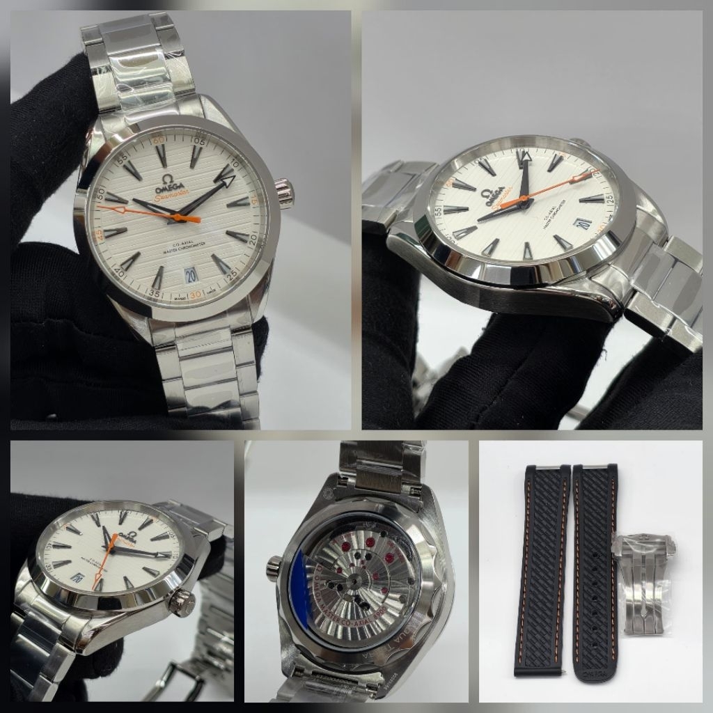 JAM TANGAN PRIA O*M*G S34M4*T3R TGL AUTOMATIC SWISS N1 RT SILVER 40MM FREE TALI KARET