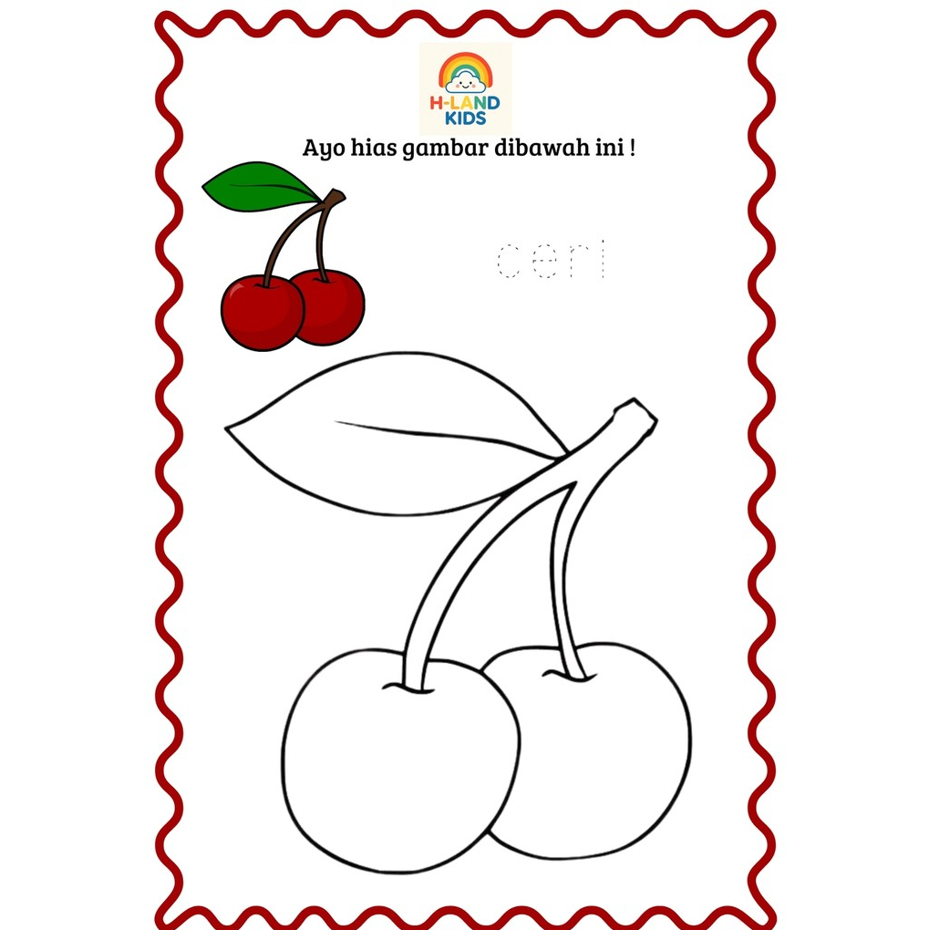 Worksheet Kolase Anak Tema Buah 10 Lembar | Lembar kerja edukatif PAUD & TK | Fun Learning | H-Land 