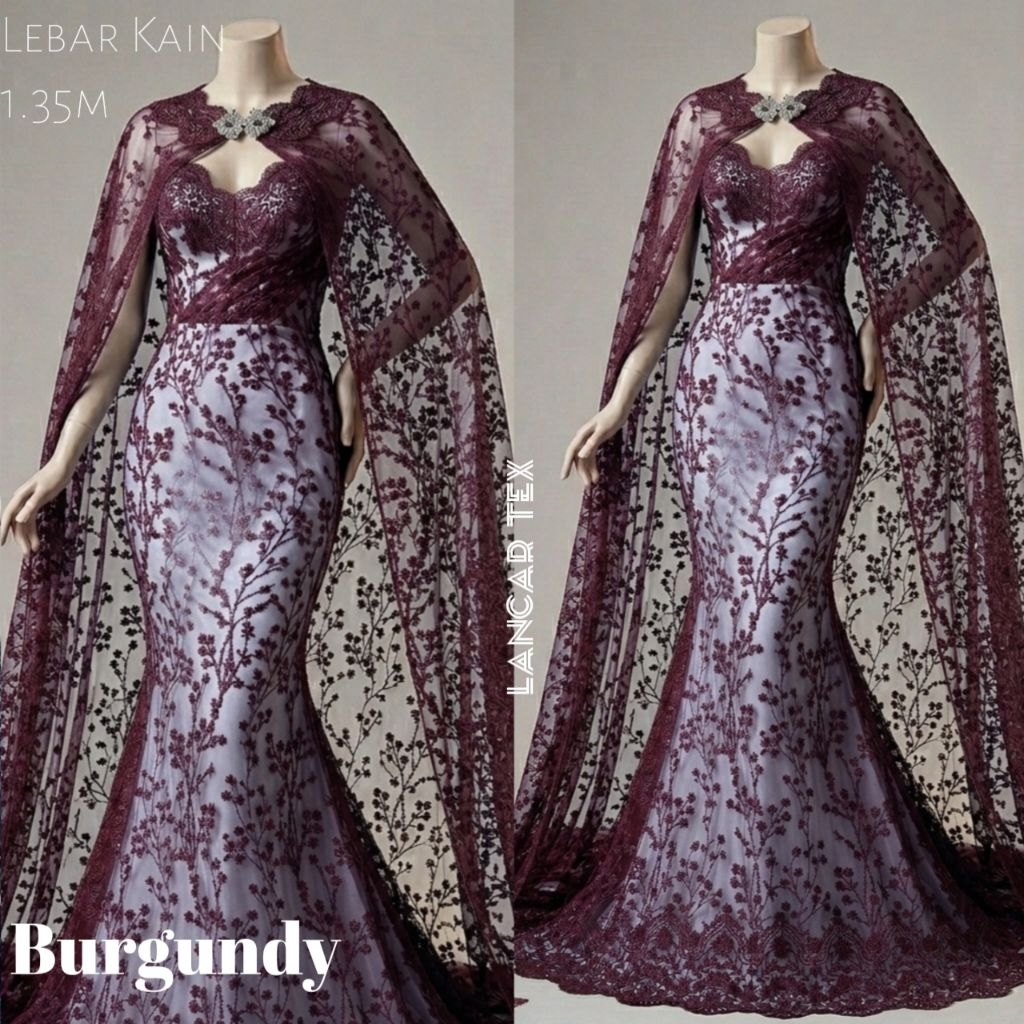 (COD)-Kain tulle/tille bordir jasmine korea premium | Bahan tulle kebaya wanita terbaru