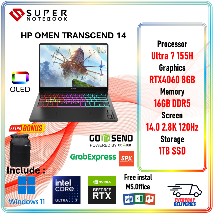 HP OMEN Transcend 14 OLED Ultra 7 155H RTX4060 8GB - 16GB DDR5 / 1TB SSD 2.8K 120Hz