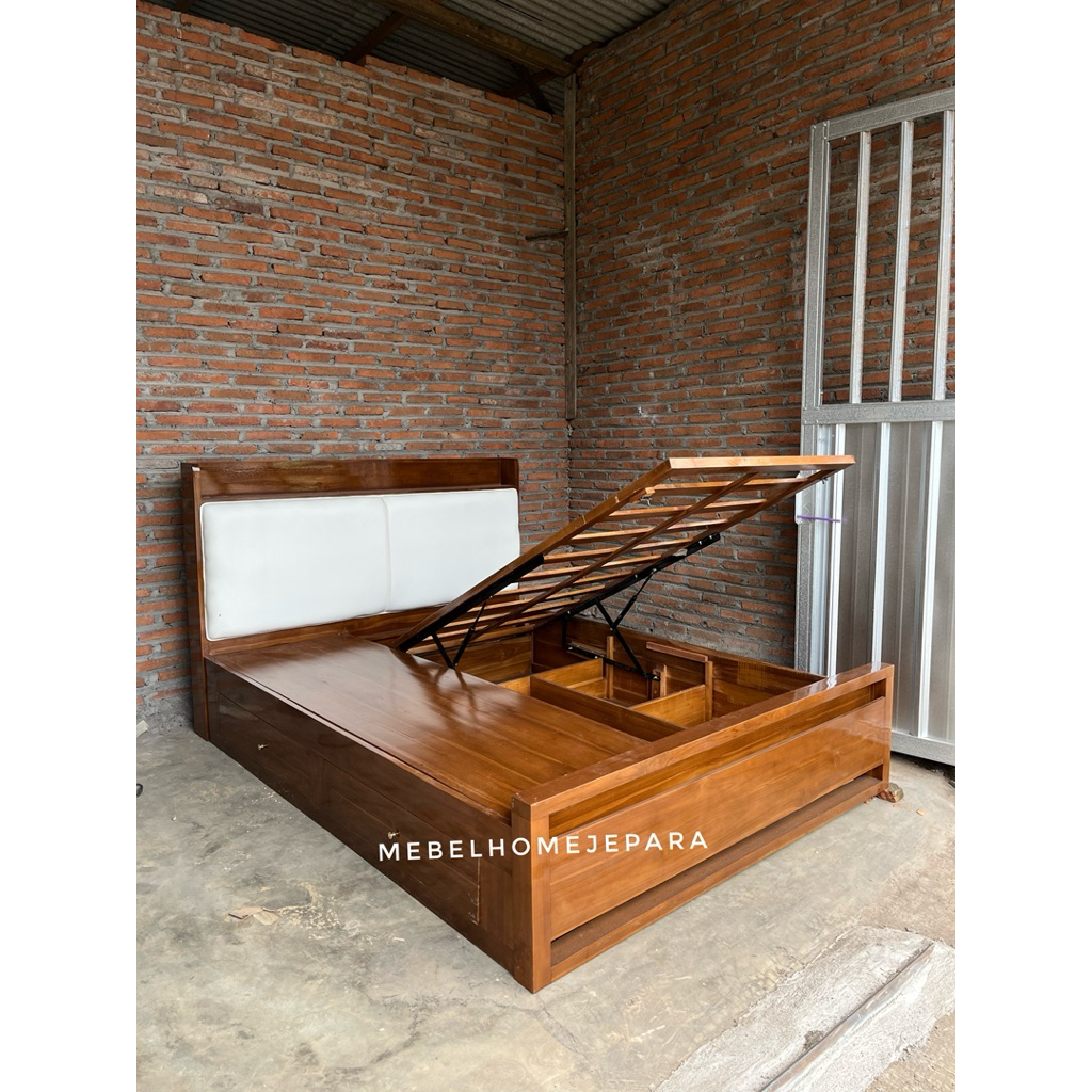 dipan minimalis jati,dipan hidrolik ,dipan Storage kayu jati,dipan jati termurah