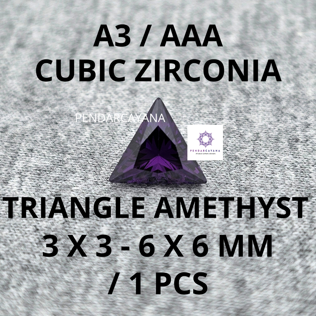 CUBIC ZIRCONIA A3 / AAA 3X3 - 6X6 MM TRIANGLE AMETHYST / 1 PCS