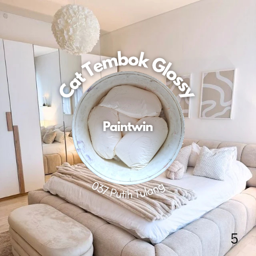 Cat Tembok Glossy Warna Putih Tulang 1KG Aesthetic Waterproof Bisa Di Lap dan Dicuci by Paintwin