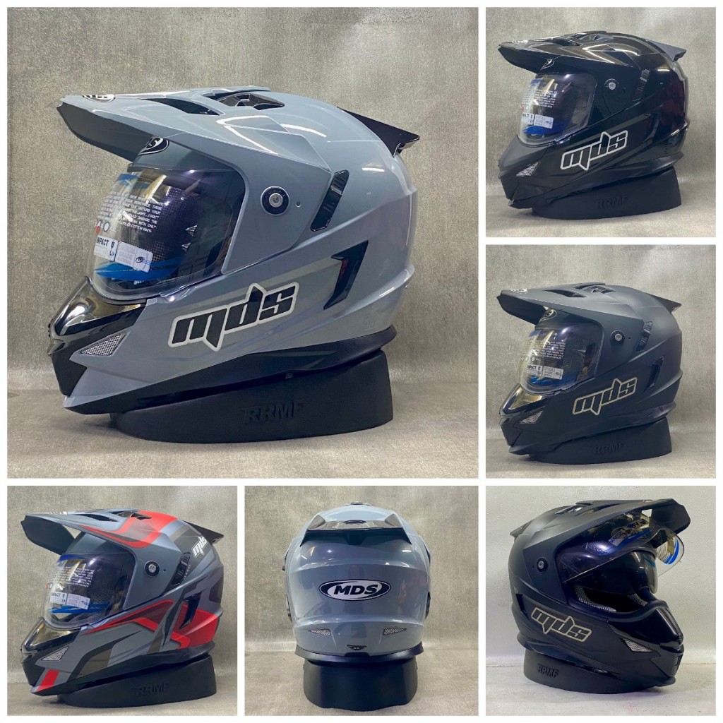 MDS Super Pro Polos Motif - Helm MDS Super Moto Full Face Double Visor Helm Touring