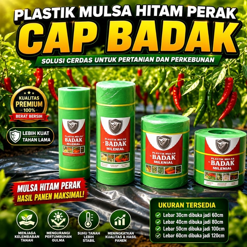 MULSA PLASTIK 1ROLL 5KG CAP BADAK KUAT ELASTIS AWET DALAM SEGALA CUACA