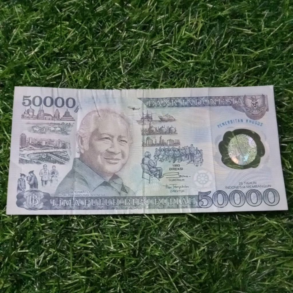 promo uang kuno indonesia 50000 rupiah 1993 asli bekas edar