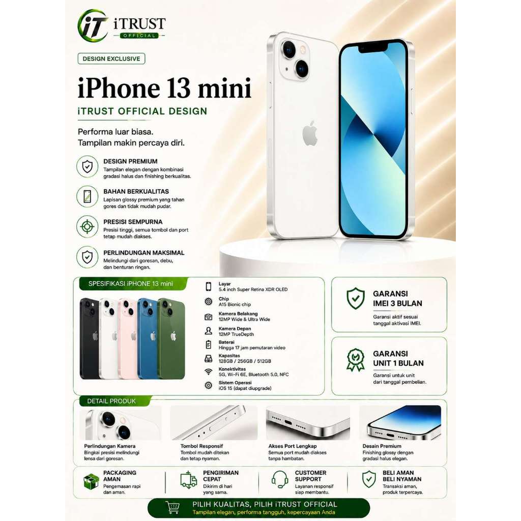 IP 13 MINI 128GB 256GB SECOND FULLSET ORIGINAL MULUS NORMAL NO MINUS BERGARANSI