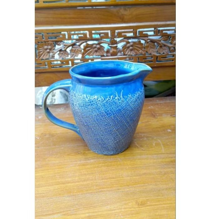 teko keramik biru antik jadul bekas