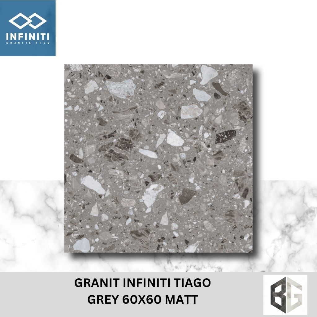 Granit Lantai Infiniti Tiago Grey Dark Grey 60x60 Matt Motif Semen Doff