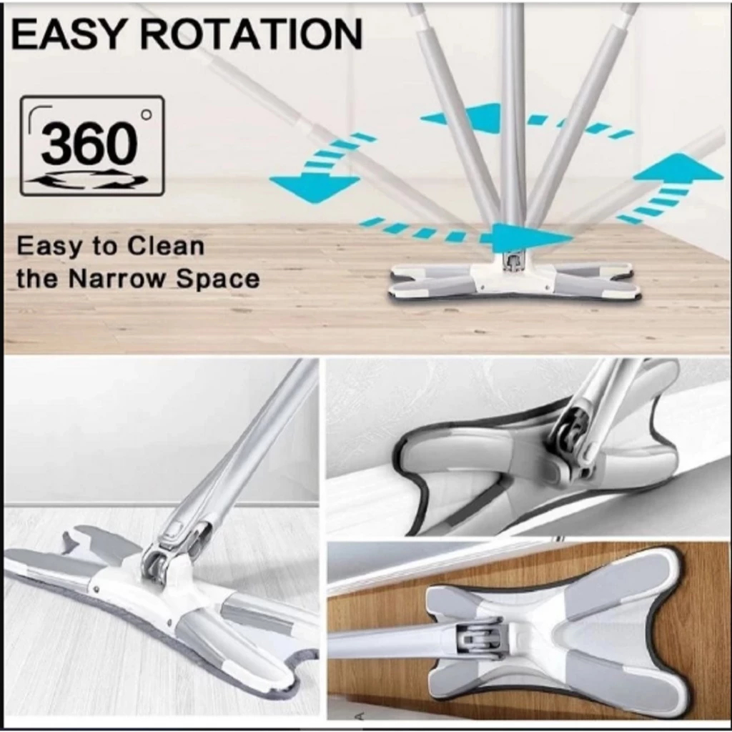 Alat Pel Lantai Pembersih/Alat Pel Lantai Mop Dengan Rol Praktis Kain Pel Putar Spin Mop/Alat Kain P