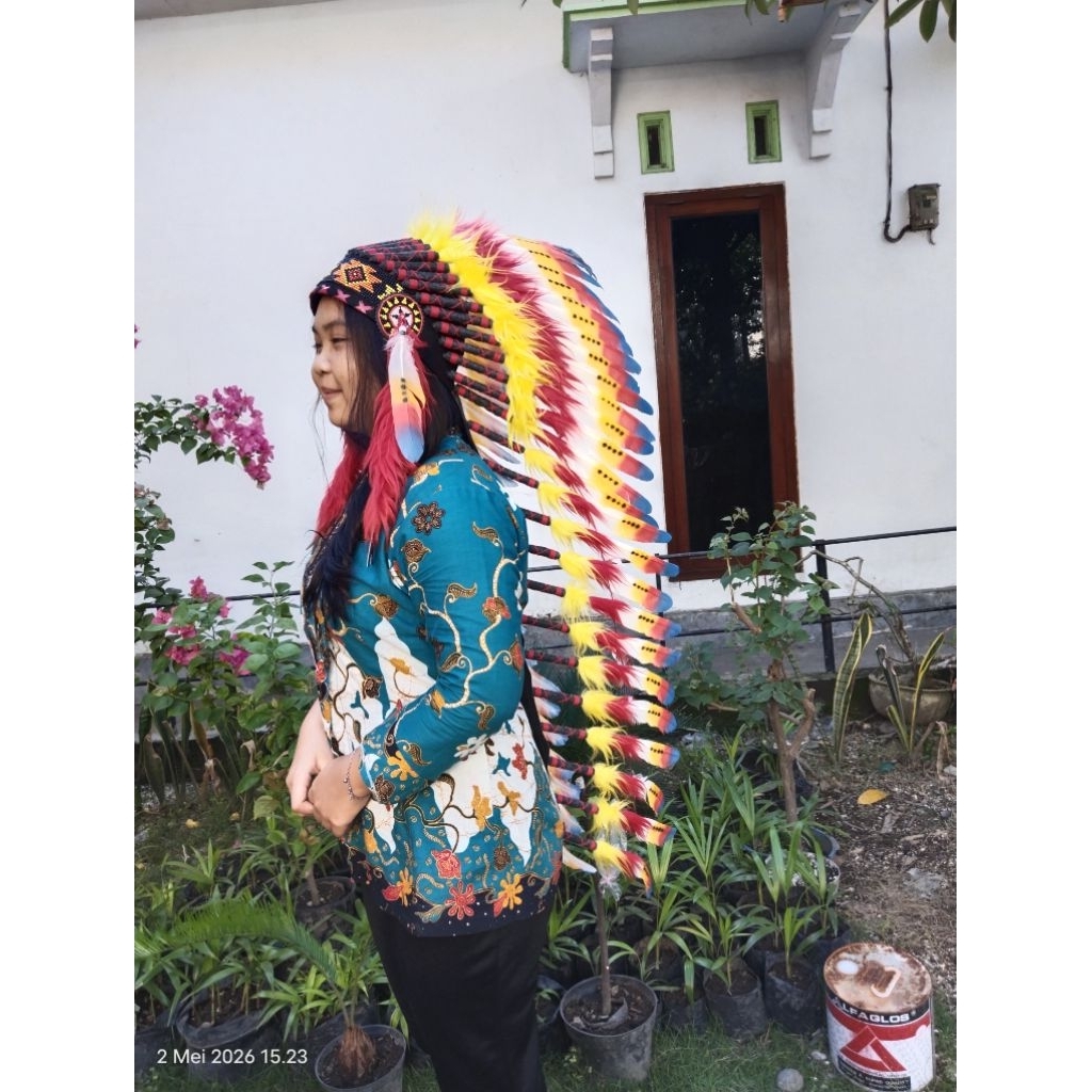 warbonet/topi indian/topi apache tiga warna size m