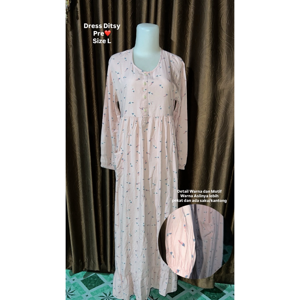 Dress Ditsy Size L Preloved
