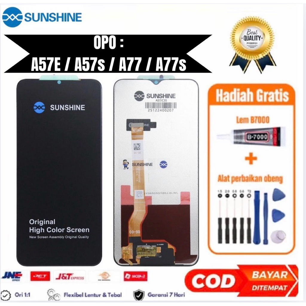 Lcd Touchscreen Opo A57E / A57s / A77 / A77s Fullset Original Gratis lem obeng