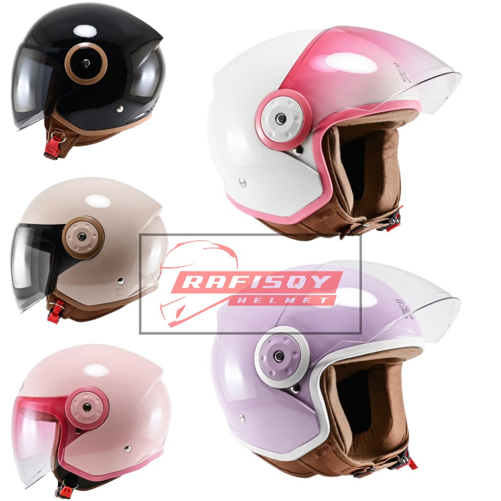 Helm R-SIX VERONA solid bogo classic matic dewasa half face - retro helmet r six SNI