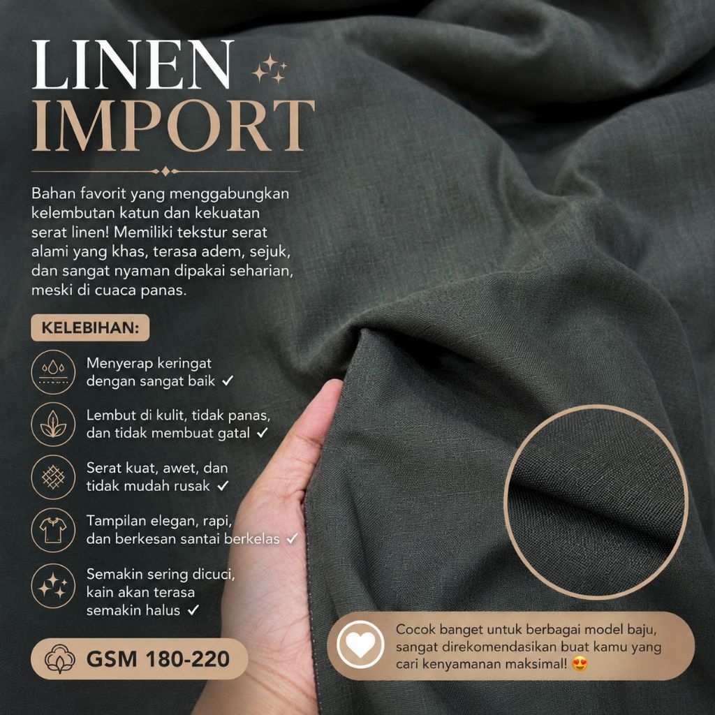 kain katun linen // linen import // linen meteran // linen polos