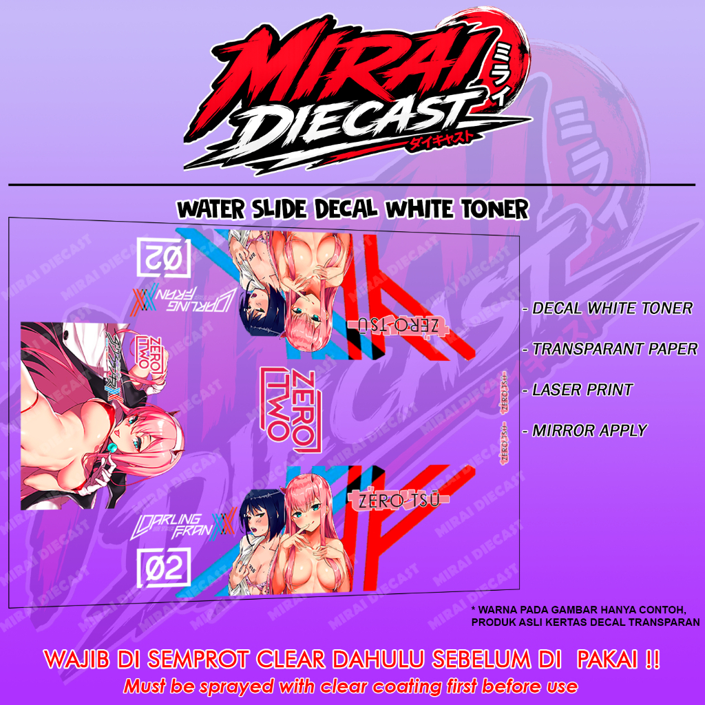 Decal hot wheels itasha zero two