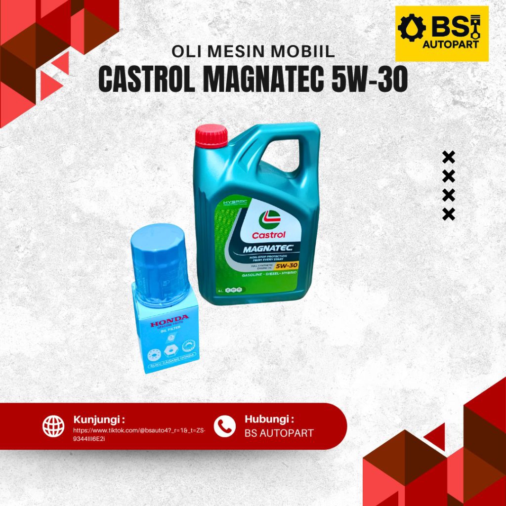 Paket Ganti Oli Honda, Oli Mesin Mobil Castrol Magnatec SAE 5W-30. Jazz, Brio, Mobilio, BRV, HRV, CR