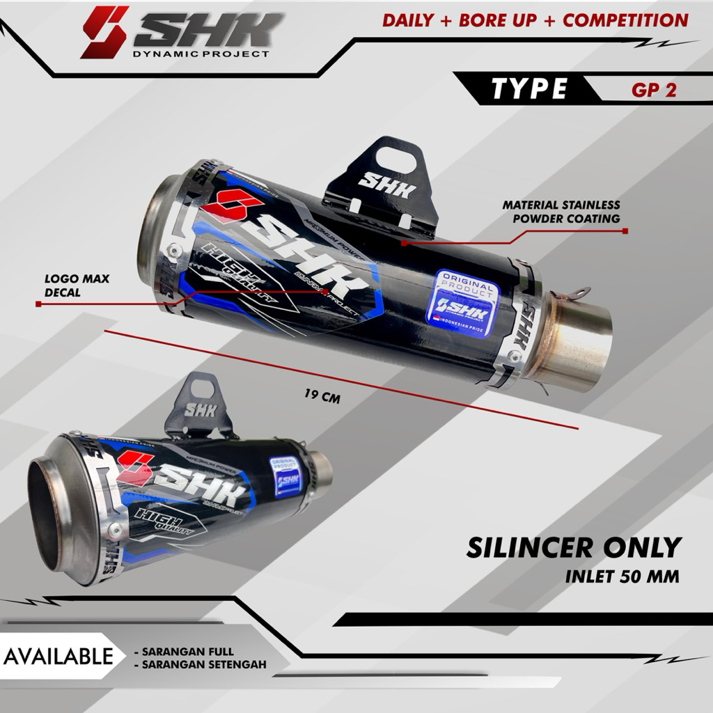Silincer Knalpot SHK type GP2 inlet 50mm silincer only
