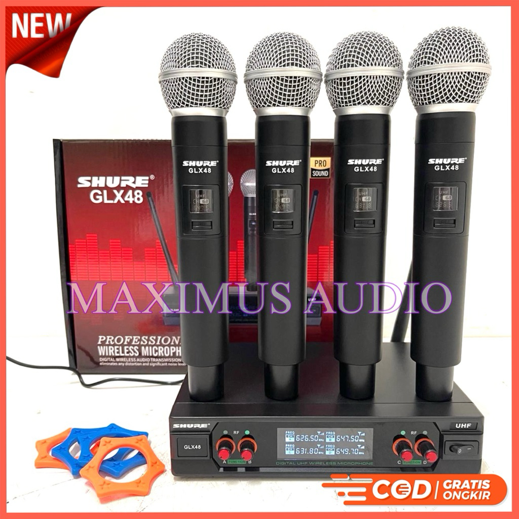 MIC WIRELESS SHURE GLX 48 ORIGINAL 4 CHANNEL 4 PCS MIC