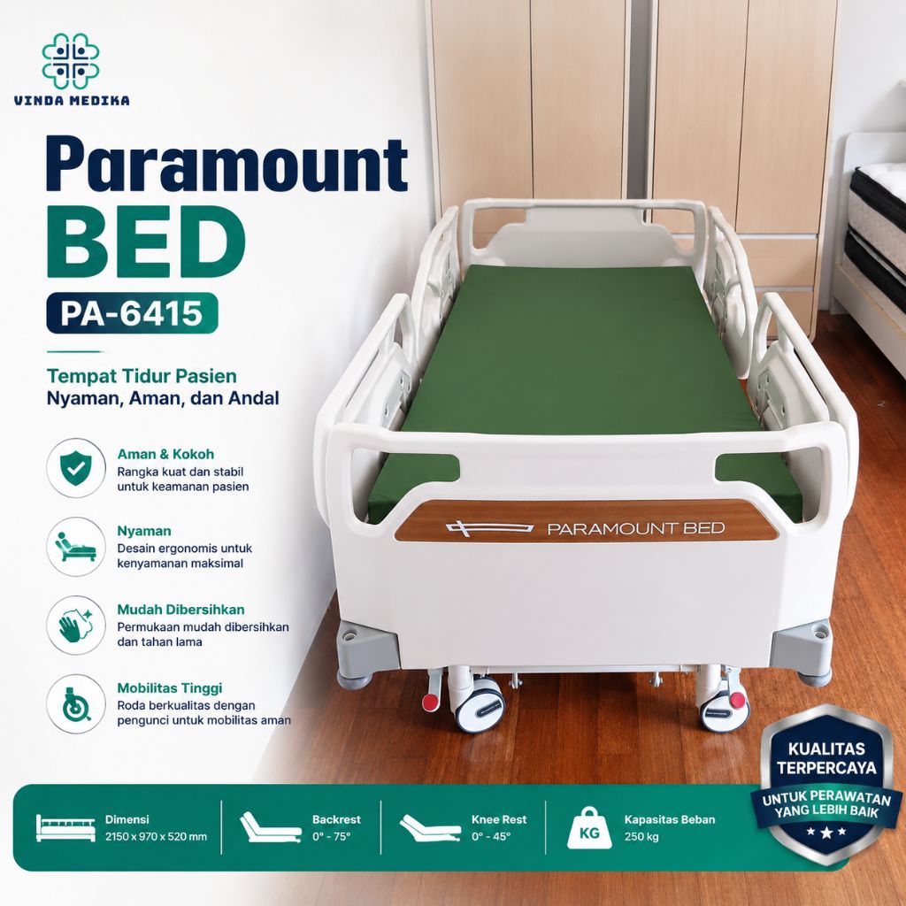 Tempat Tidur Pasien Elektrik 4 Motor Paramount Bed PA-6415 Hospital Bed ICU Homecare