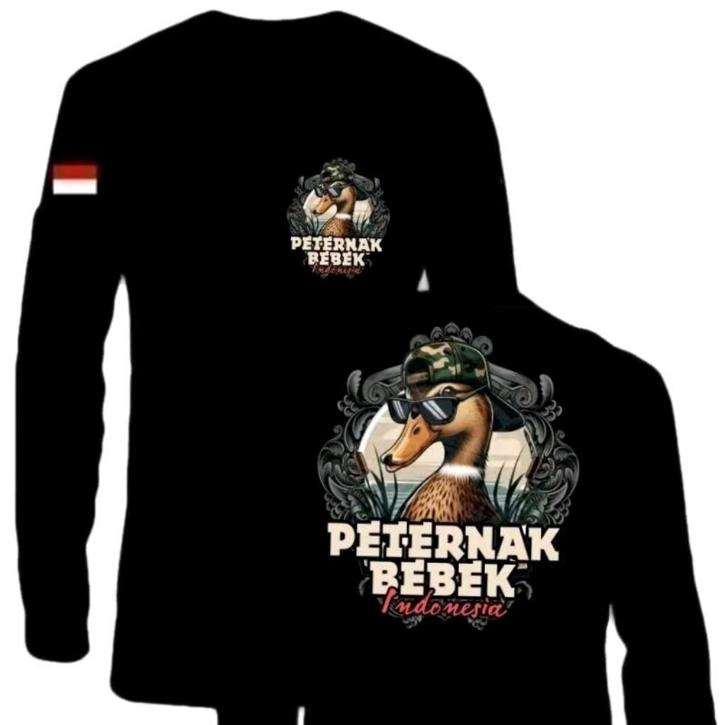 KAOS LENGAN PANJANG PETERNAK BEBEK CORAK BEBEK KACAMATA