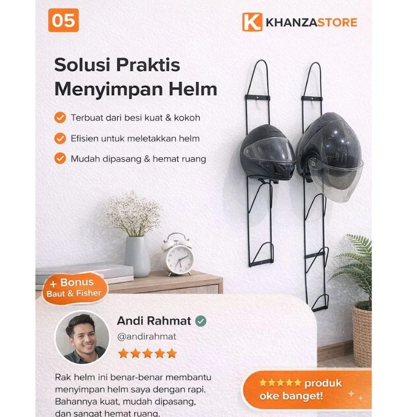 GANTUNGAN HELM DINDING RAK PENYIMPANAN HELM Rak Helm Dinding Gantung
