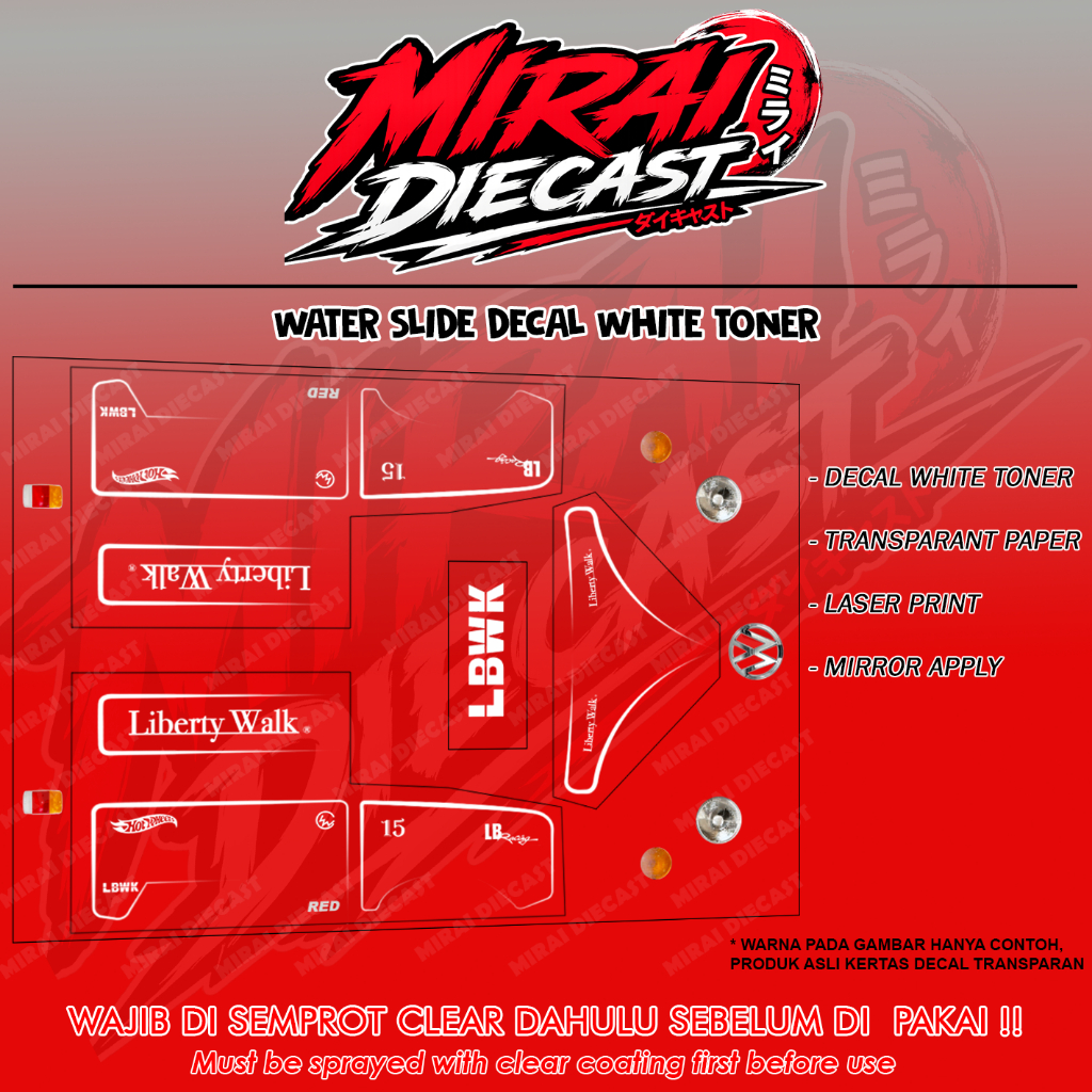 Decal Hot wheels kool Kombi LBWK red edition