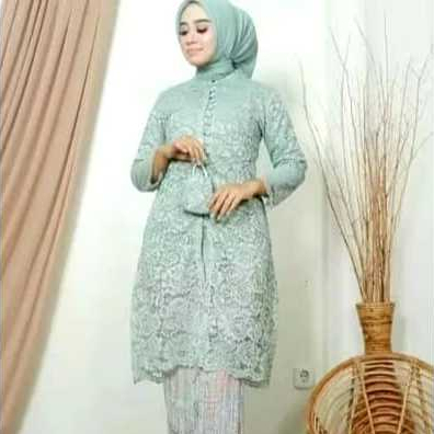 Setelan Kebaya tunik brukat kancing depan//Tunik brukat kancing seribu/kebaya modern//kebaya terbaru