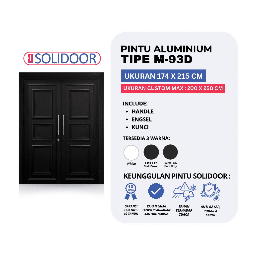 Pintu Double Aluminium Solidoor M-93D/Pintu Tarung